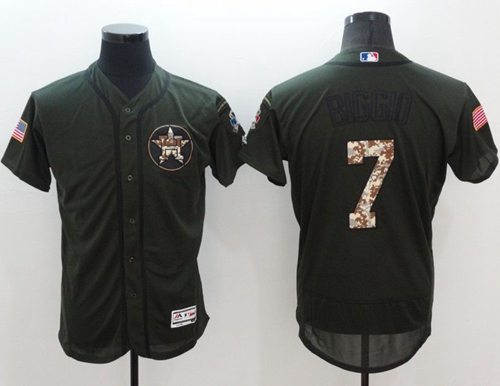 Astros #7 Craig Biggio Green Flexbase Authentic Collection Salute to Service Stitched MLB Jersey - Click Image to Close
